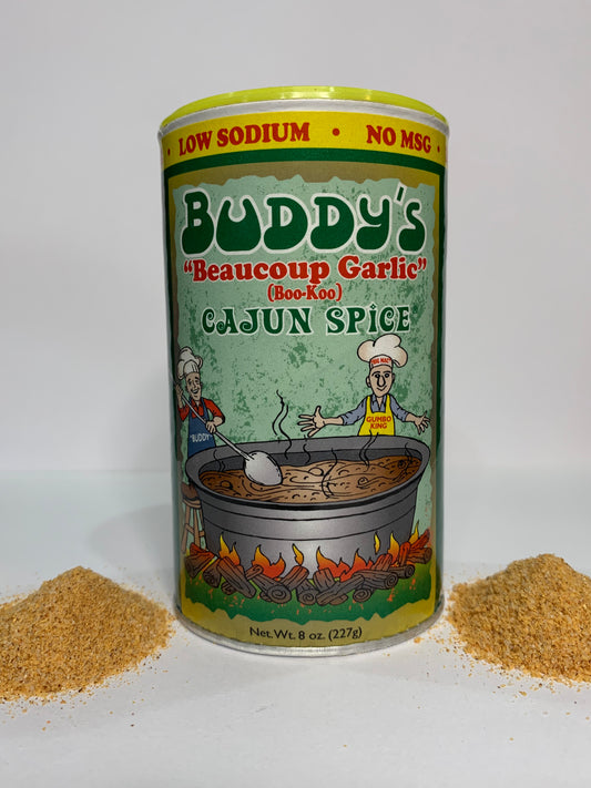 Buddy's Beaucoup Garlic Cajun Spice 8 oz Can
