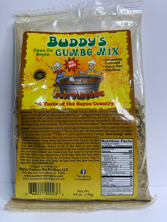 Buddy's "Down Da Bayou" Gumbo Mix 4.9 oz Bag