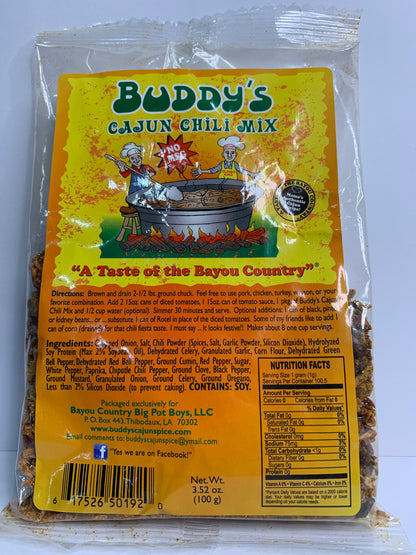 Buddy's Cajun Chili Mix 3.52 oz Bag